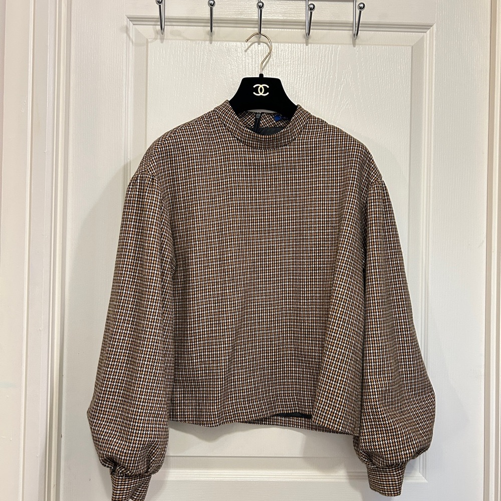 Brown Checkered Women's Sweater